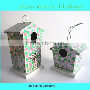 Personalized Hanging Art Decor Novelty Mosaic Birdcage Flying Bird Feeder thumbnail-1