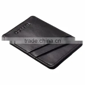 Slim Leather Front Pocket Wallet Credit Card Holder Case - Black thumbnail-3