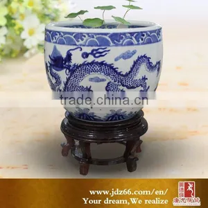 Chinse Style Excellent Quality Handpainted Dragon Blue White Porcelain Flower Pots thumbnail-1