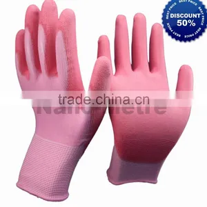 NMSAFETY Pink PU Coated Working Glove With CE Certificate 4131 thumbnail-1