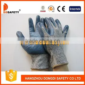 DDSAFETY Cut Resistant Bule Nitrile Palm Coated Safety Gloves thumbnail-1