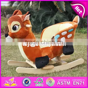 2017 New Design Lovely Plush Deer Toddlers Wooden Rocking Animals W16D074 thumbnail-3