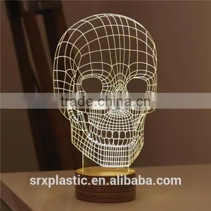 New Home Decor Gift Skull 3d Led Night on Table ,light Base Crystal Led Glass 3d Laser China Supplier for Home Decoration thumbnail-1