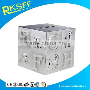 Cube Silver Alphabet and Animal Money Bank/coin Bank Box for Kid Christmas Gift thumbnail-4