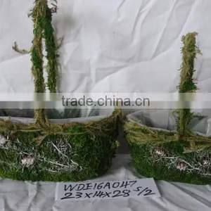 Decorative Moss and Sisal Flower Pot With Handle Material Moss,sisal, Grass,cornhusk thumbnail-4