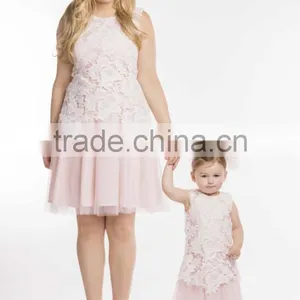Lace Trimming Mommy And Me Outfits Family Matching Clothing thumbnail-1