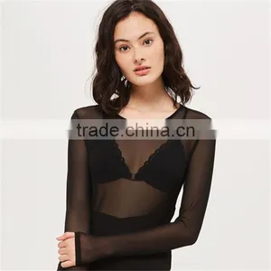 2017 OEM Top Design Sexy Transparent Mesh Top Dress for Ladies thumbnail-4