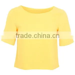Bright Orange Wholesale Plain Lady Crop Top thumbnail-1