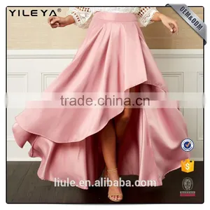 Soft Satin Used Short Front Long Back Pink Women Open Front Skirt thumbnail-1