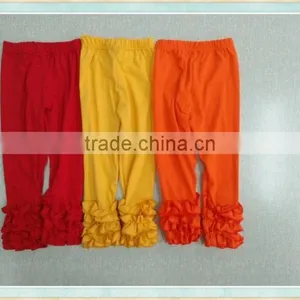 2017 Wholesale Triple Ruffle Icing Pants Girls Sew Sassy Cotton Icing Ruffle Toddler Leggings thumbnail-2
