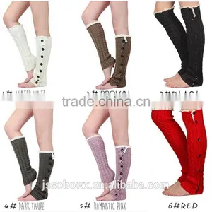 2014 Wholesale Hot Sale Open Knit Lace Trim Knitted Leg Warmer thumbnail-1