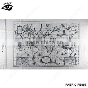 Map Pattern Fabrics Linen Cotton Fabrics for Household Decorations thumbnail-1