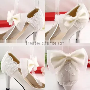 Fashionable Lace and Bow Tie For Shoe Heel Shoes Ornament With Metal Clip Shoe Charms thumbnail-1