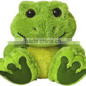 Fluffy Green Cute Snuggle Plush Frog Animal Toy for Kids thumbnail-1