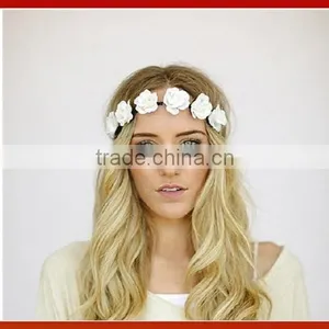 Creamy White Flower Rose Ribbon Half Crown Headband Princess Crown Headband Girls Crown Headband thumbnail-1