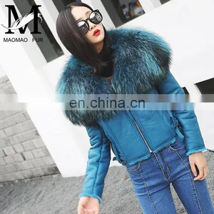 Best Quality Western Coat With Big Raccoon Fur Collar Winter Sheepskin Coat Women Fur thumbnail-1