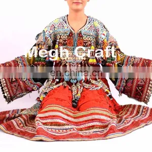 Vintage Afghani Kuchi Dress - Tribal Beaded With Coin Tassels Dress - Kuchi Indian Traditional Balochi Dress thumbnail-2