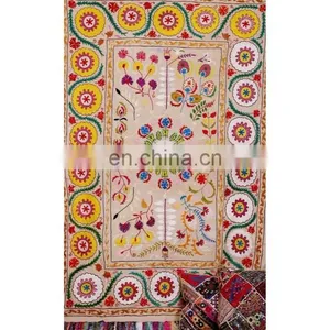 Uzbek Suzani Throw Hand Embroidered Suzani Wall Hanging Suzani Bed Cover thumbnail-1