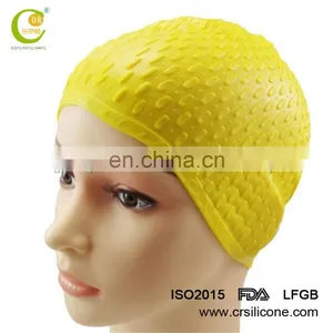 Fashion Adults Waterproof Silicone Swimming Long Hair Cap Hat With Ear Cup thumbnail-1