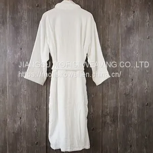 Shawl Collar Bathrobe 100% Cotton White Robe With Embroidery thumbnail-4