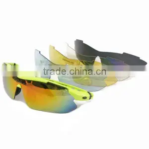 Fluorescein Yellow Frame Outdoor Hunting Golf Fishing Hiking Sport Riding Skiing Uv400 Polarized Sunglasses Glasses 5 Lenses Cas thumbnail-4