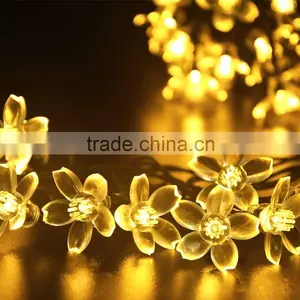 50 LED 7M Peach Blossom Shape Solar Powered String Fairy Lights for Indoor Outdoor Garden Christmas Wedding Party thumbnail-1