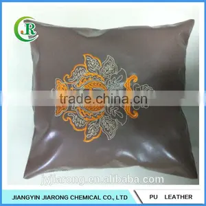 Embroidery Faux Leather Couch Cushion thumbnail-3