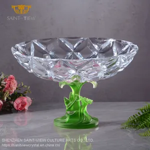 Nordic Home Office Hall Decor Custom Lily Pie Cake Fruit Crystal Dish Bowl thumbnail-4