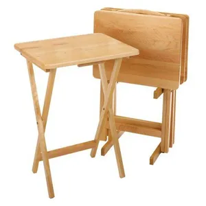 Bamboo Dining Tray Wooden Coffee Table Folding TV Tray Table Set Breakfast Table Wooden Tray thumbnail-2