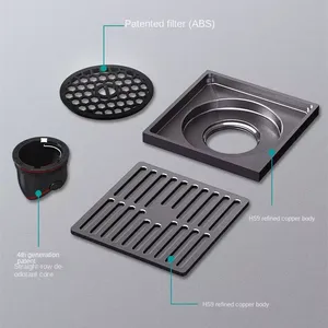 Large Displacement All Copper Modern Straight Row Odor-Proof Dry Wet Area Kitchen Anti-Return Shower Floor Drain for Hotels thumbnail-2