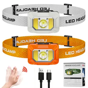 Wholesale Motion Sensor COB LED Headlamp Rechargeable 300LM Ultra-light 53g IP44 Waterproof Head Torch for Outdoor Camping Running thumbnail-1