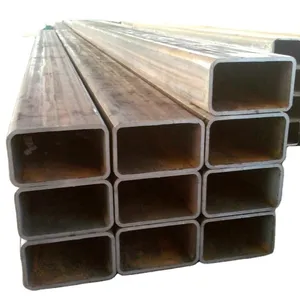 Q235 Carbon Steel Square Tube Hot Rolled Rectangular ERW Metal Black 80 X 80 Bending and Cutting Services thumbnail-1
