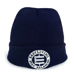 Cuffed Knit Beanies Custom Embroidered Patch Logo Winter Street Casual Hats thumbnail-5