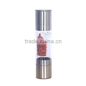 High Quality Double End Mill Salt and Pepper Grinder Brushed Tainless Steel Salt & Pepper Mill Set 2 in 1,manual Coffee Grinder thumbnail-5