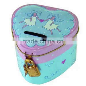 Heart Shape Tin Box for Money With Lock thumbnail-1
