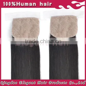 Cheap 4*4 Inch Natural Part Swiss Lace Brazilian Virgin Hair Silk Top Lace Closure thumbnail-1