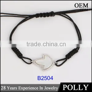 Lovely Cute 925 Sterling Silver Fabric Bracelet Shell Women Bracelet thumbnail-1