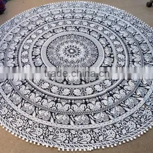 Mandala Beach Towel, Cotton Roundie Beach Towels Round Towels With Tassels thumbnail-1