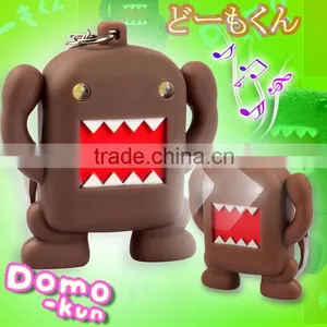 Hot Sale Cartoon Figure Domo Led Flashlight Soundable Key Chain thumbnail-1