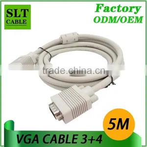 SLT 5M Hot Sale VGA Cable Male to Male 15pin 3+4 for Computer Monitor Projector thumbnail-1