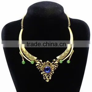 Women Jewelry 18k Gold Plated Pink Crystal Choker Chunky Statement Bib Necklace thumbnail-5
