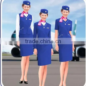 Elegant Skirt Suit Flight Attendant Uniform, Fashion Skirt Airline Stewardess Uniform,hot Tailored Blue Color Stewardess Uniform thumbnail-1