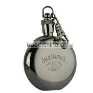 1oz Mini Type and Metal Body Material Stainless Steel Hip Flask With Keychian and Laser Logo thumbnail-6