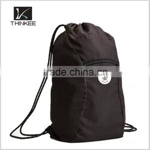 Custom Your Logo Khaki Polyester Gym Bag Drawstring Backpack thumbnail-3