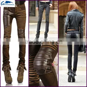 Sexy Women's Jeans Leather Detail Skinny Stretch Fashion Casual Pants Denim thumbnail-1