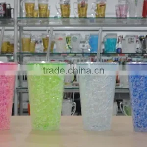 FDA Approved Promotion Plastic Double Wall Freezer Tumbler With Straw and Lid,ice Mug,frosty Cup thumbnail-2
