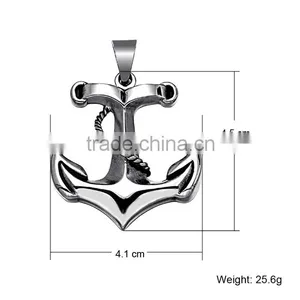 Vintage Punk Style Jewelry JCN0324 Stainless Steel Anchor Necklace Pendant thumbnail-3