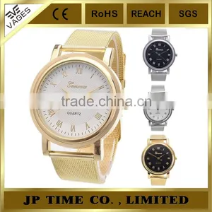 Fashion Unisex Bracelet Stainless Steel Crystal Dial Quartz Geneva Quartz Japan Movt Watch thumbnail-1