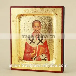 Greek & Russian Orthodox Wooden Icon. St. Nicolas thumbnail-1