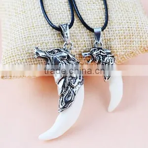 Tibet Punk Men's Cool Real Gothic Wolf Tooth Necklace Domineering Pendant thumbnail-1